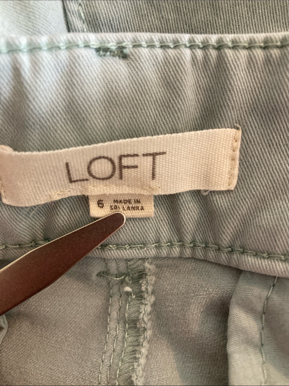 LOFT Sage Green Ankle Frayed Hem Pants - Picture 7 of 8